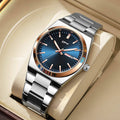 Luxury Men's Blue and Silver Watch